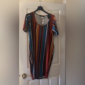 NWT ! From brand Love Chelsey ! Multi color striped dress ! Size ladies XL !